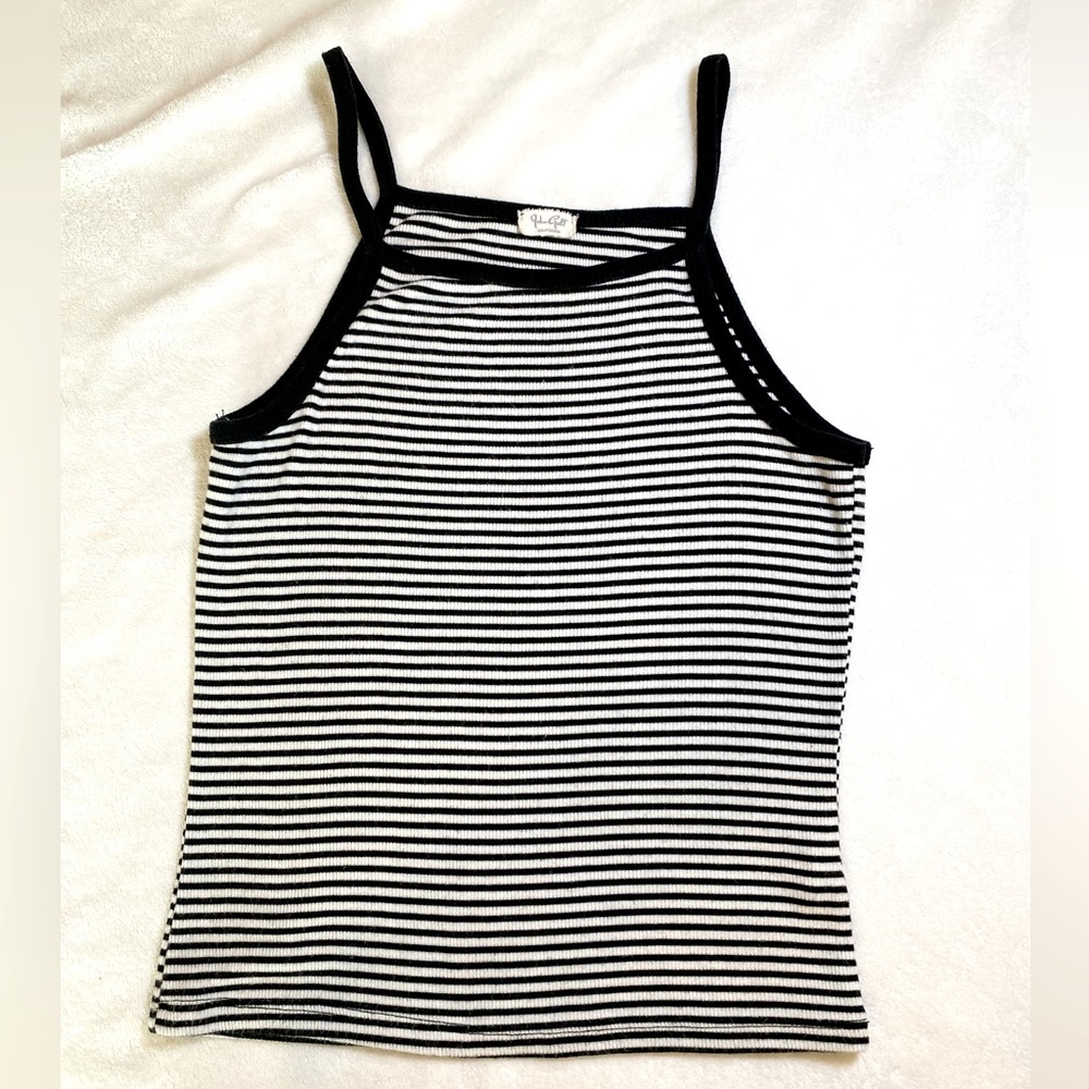 John Galt by Brandy Melville Black and White Striped Tank Top